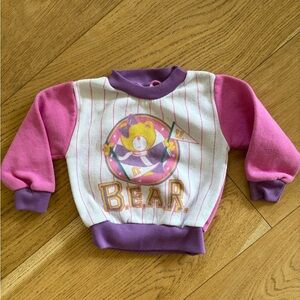 Pink and Purple Bear Kids Vintage Sweatshirt / 18M